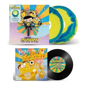 SEALED! Minions: The Rise of Gru Yellow/Blue Swirl 2LP & Turn Up The Sunshine 7”
